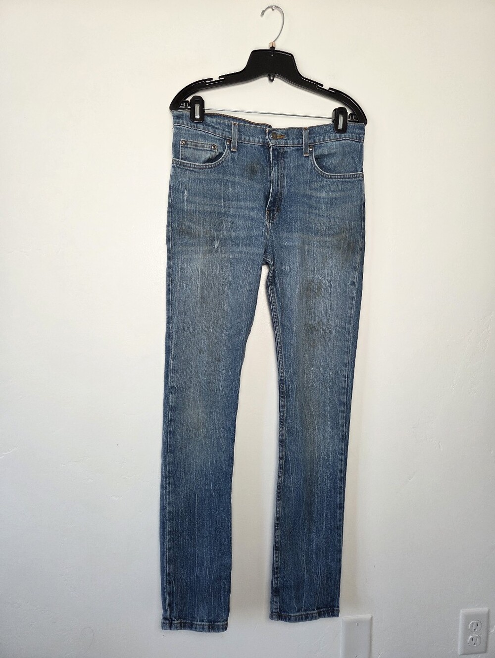 George Blue Jeans Slim Straight Distressed Grunge Workwear Men's 32x32